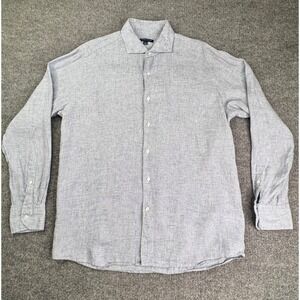 Peter Millar Shirt Mens Large Blue Crown Crafted Linen Micro Check